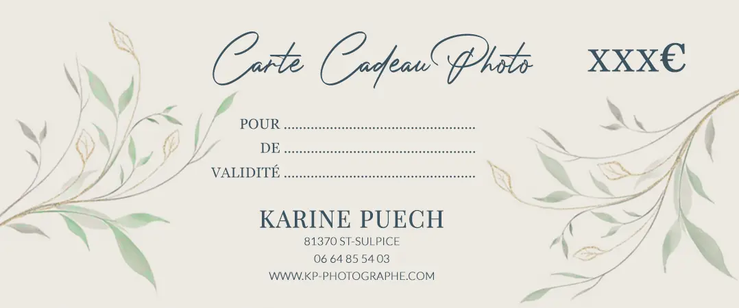 E-carte cadeau pour shooting photo dans le Tarn, près de Toulouse